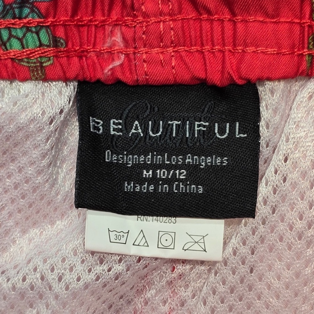 Beautiful Giant Boys Sea Turtle Swim Trunks Red Fast Dry Beach Shorts Size 10/12 - Picture 3 of 5